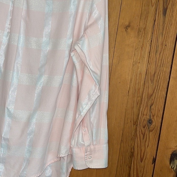 AVA ViV Plaid Pink & Silver Button Down Blouse Sz. 2X - Picture 5 of 12